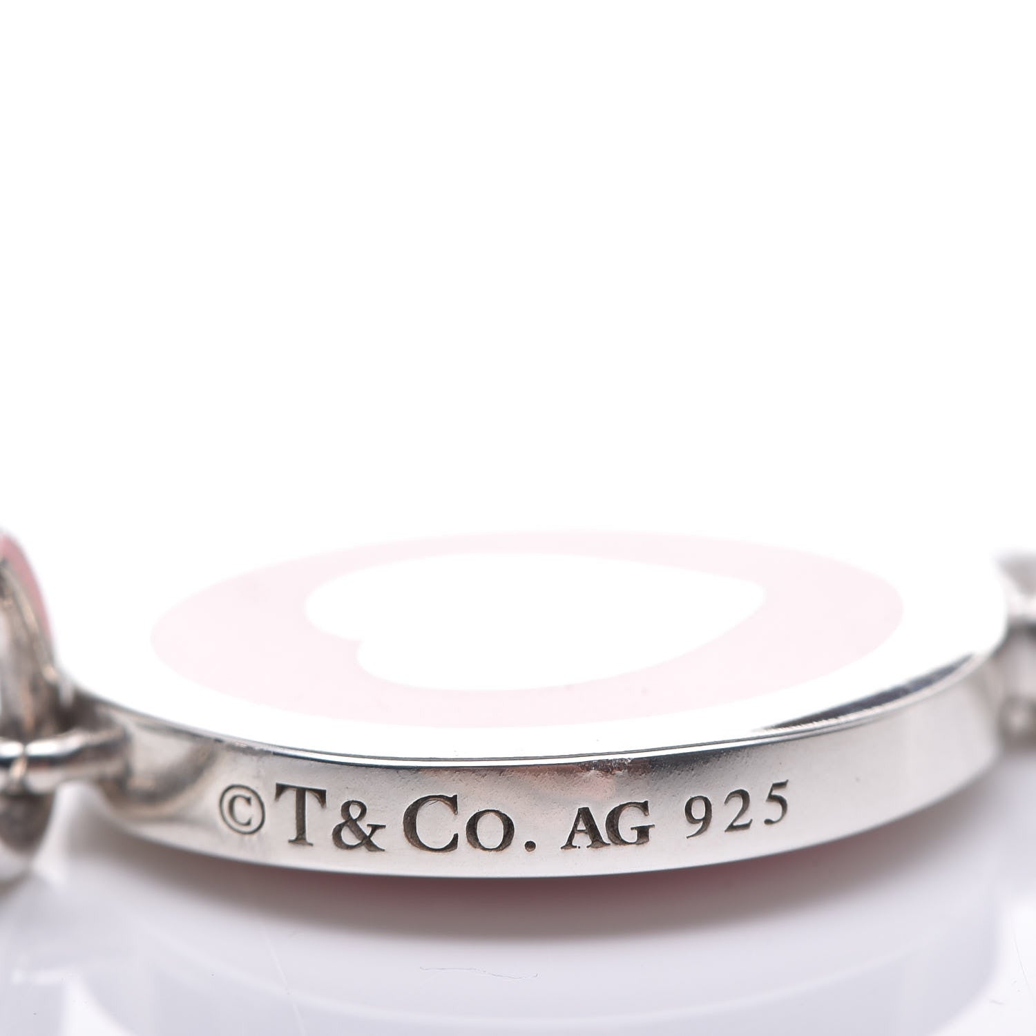 Tiffany Sterling Silver Enamel Keys Heart Key Pendant Pink 3 of 4