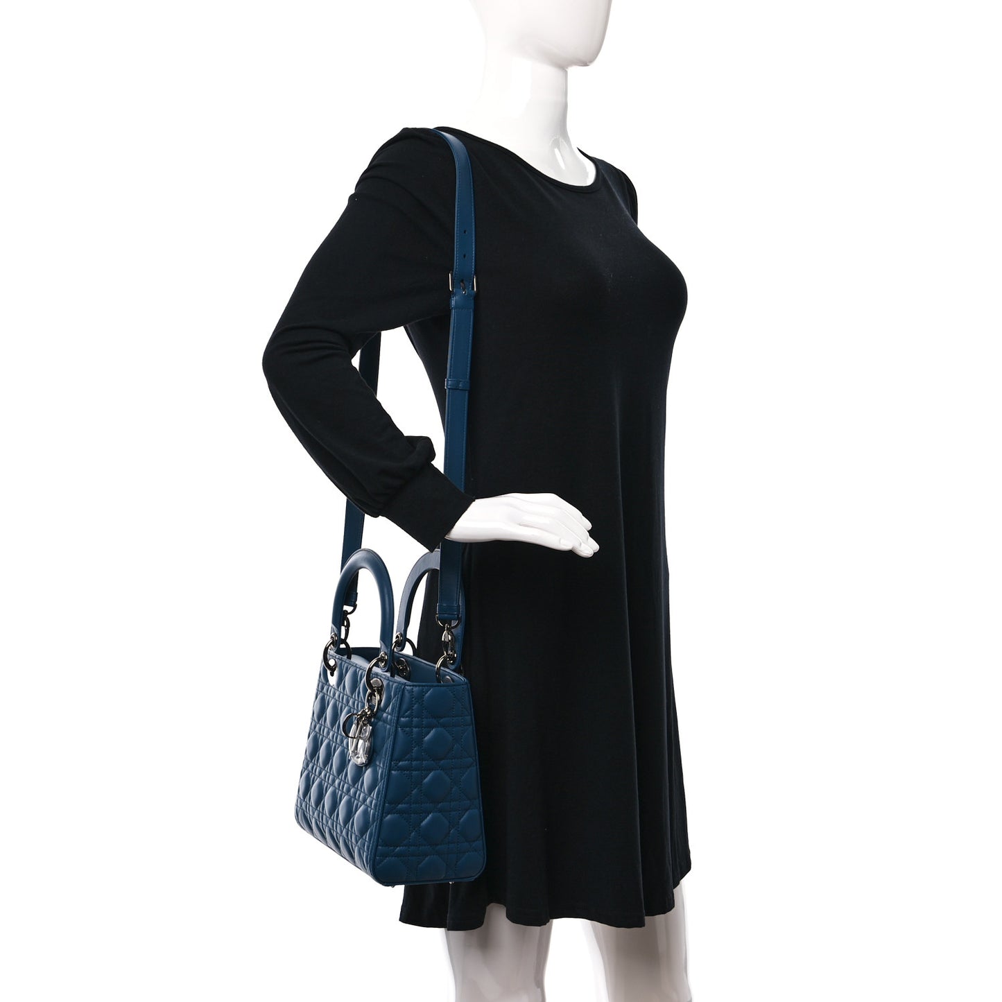 Lambskin Cannage Medium Lady Dior Blue