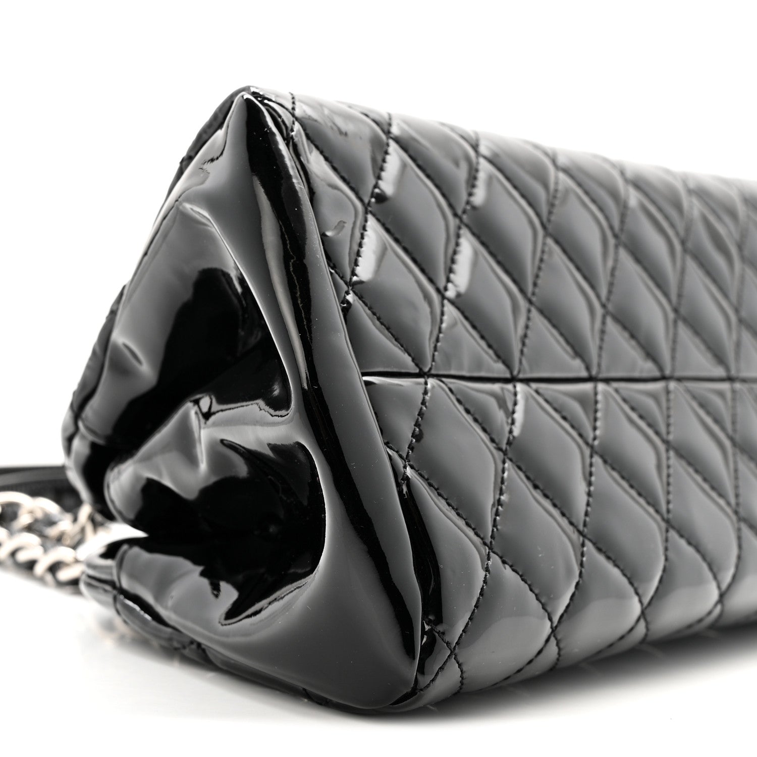 Chanel Patent Quilted Small Just Mademoiselle Bowling Bag Black 12 of 14