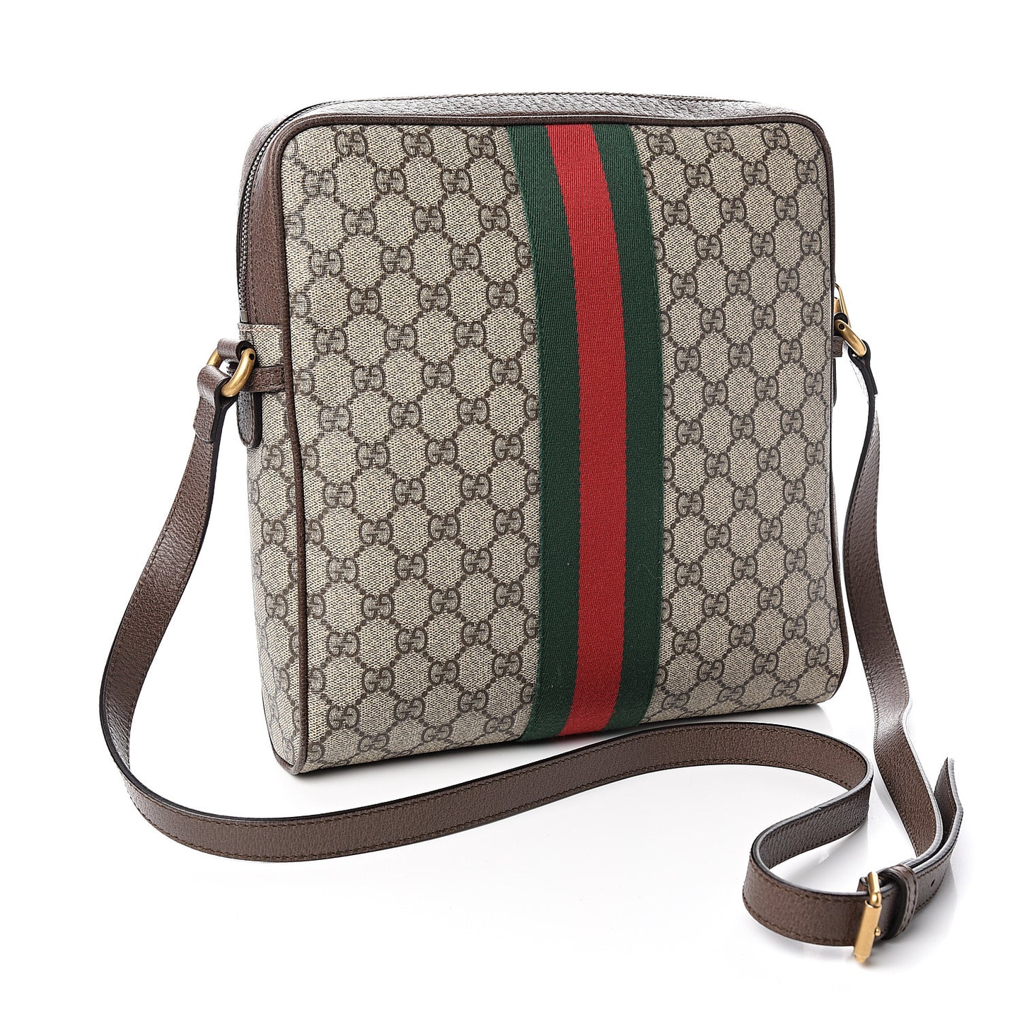 GG Supreme Monogram Web Medium Ophidia Messenger Bag Brown
