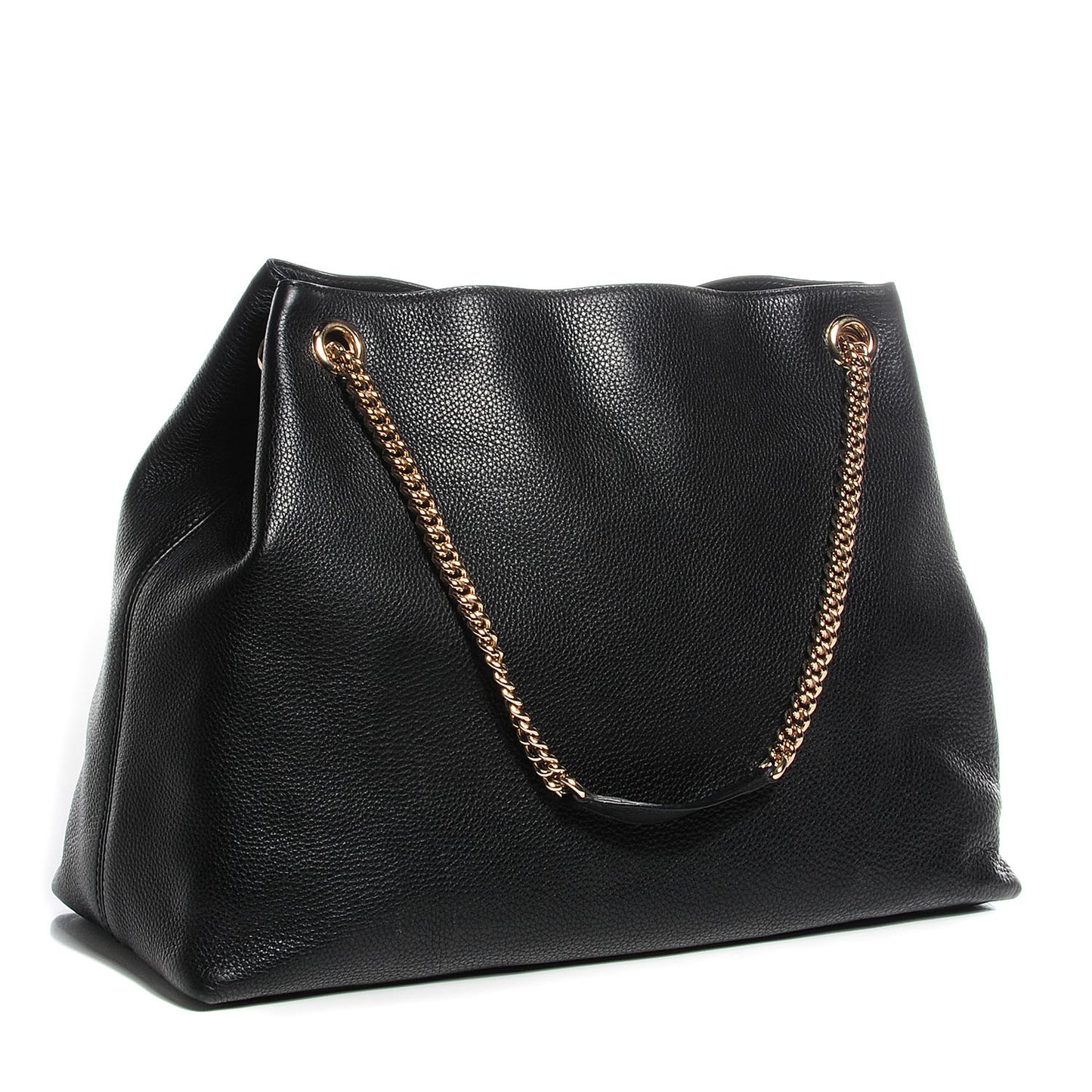Pebbled Calfskin Large Soho Chain Shoulder Bag Black