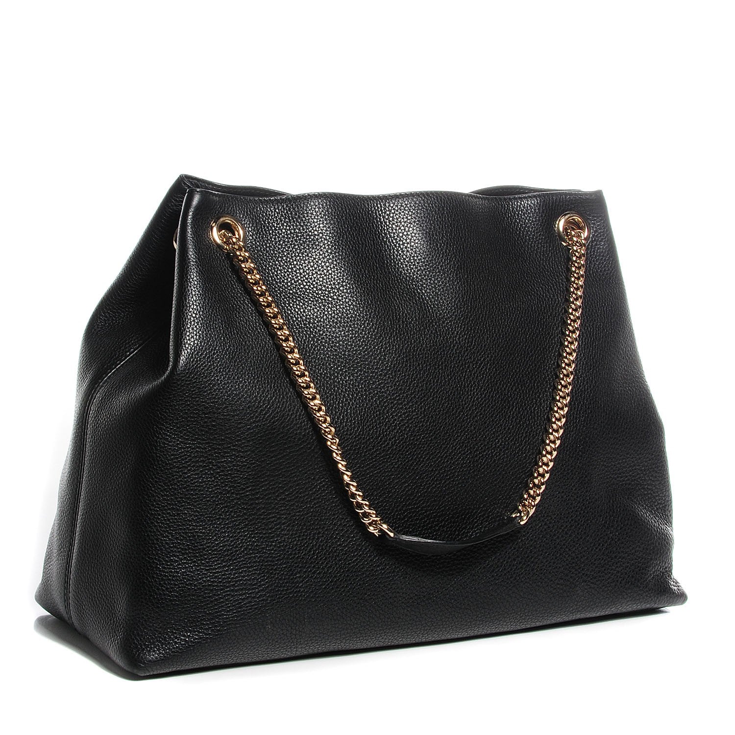 Gucci Pebbled Calfskin Large Soho Chain Shoulder Bag Black 3 of 7
