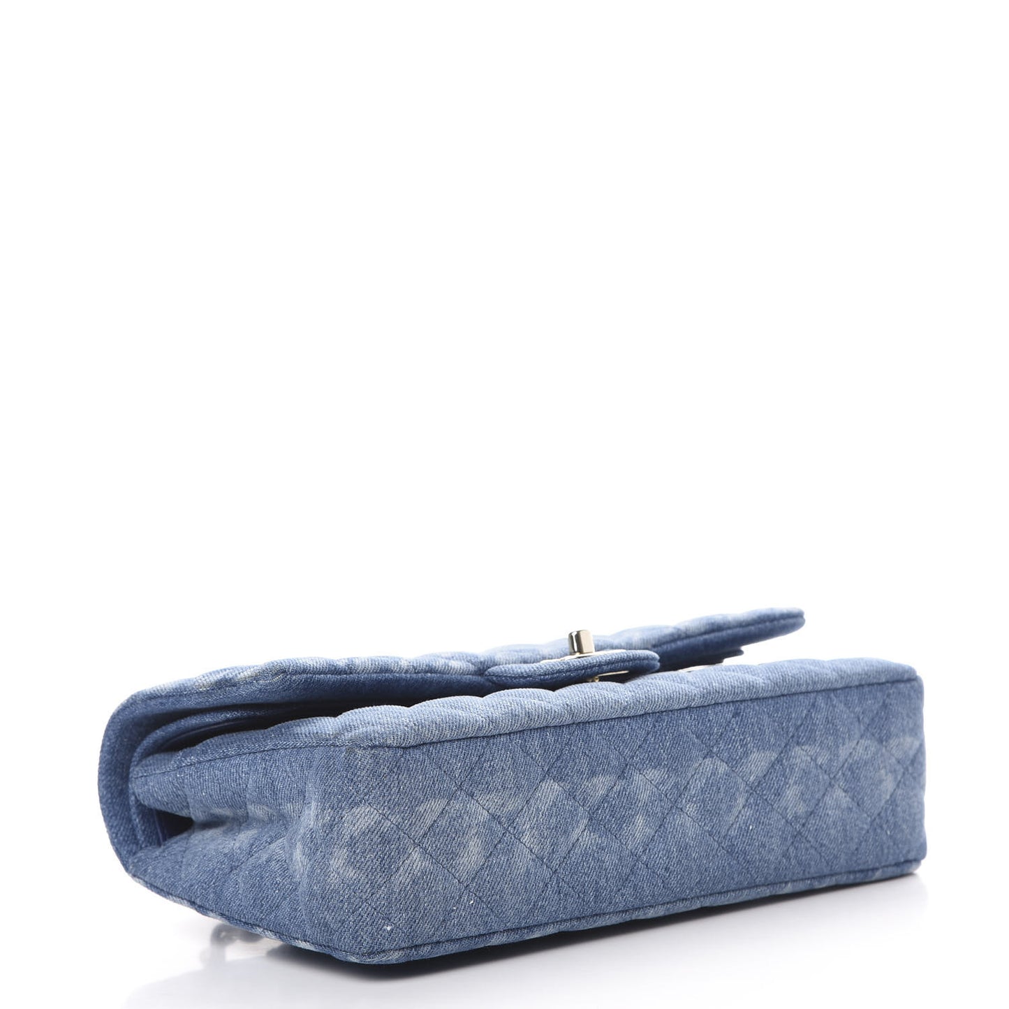 Denim Quilted Medium Double Flap Blue