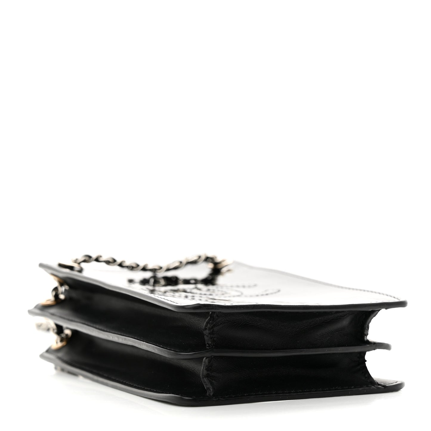 Patent CC Phone Holder Crossbody Black