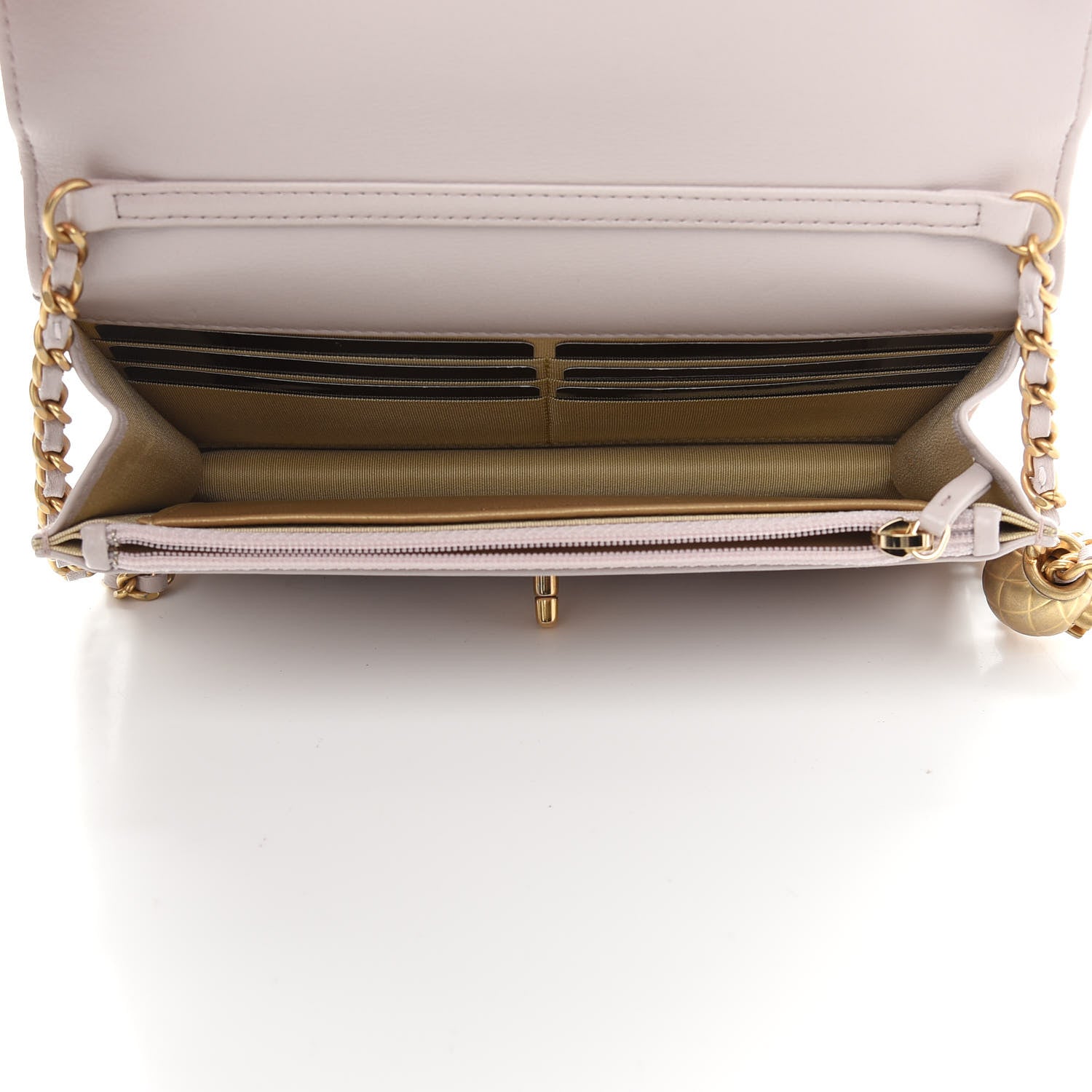 Chanel Lambskin Quilted Pearl Crush Wallet on Chain WOC Beige 4 of 10