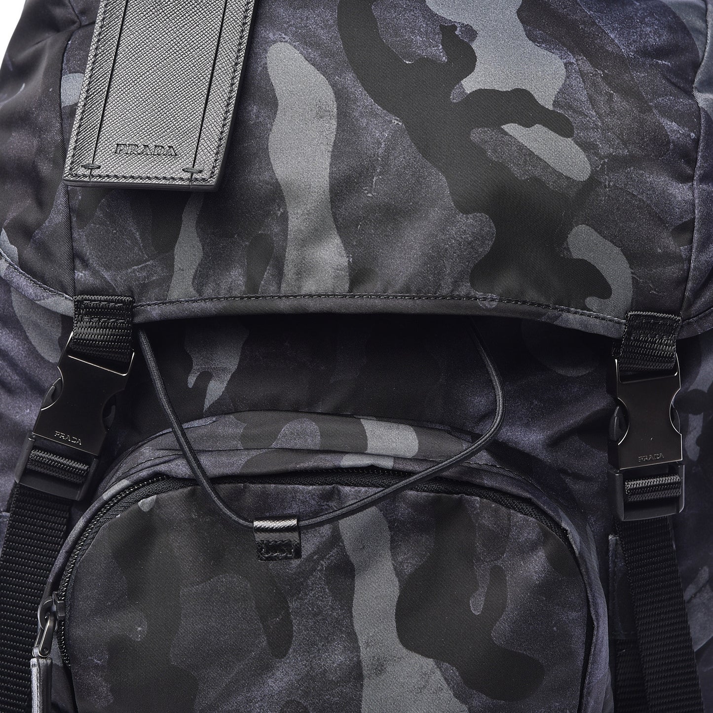 Tessuto Nylon Camouflage Print Double Buckle Backpack Fumo