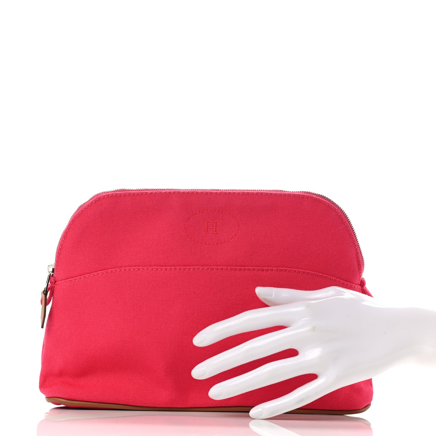 Cotton Canvas Mini Bolide Travel Cosmetic Pouch Hibiscus