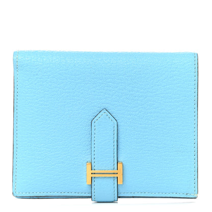 Hermes Chevre Mysore Bearn Compact Wallet Celeste 1 of 11