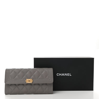Chanel Caviar Quilted Large Boy Gusset Flap Wallet Grey 9 of 9
