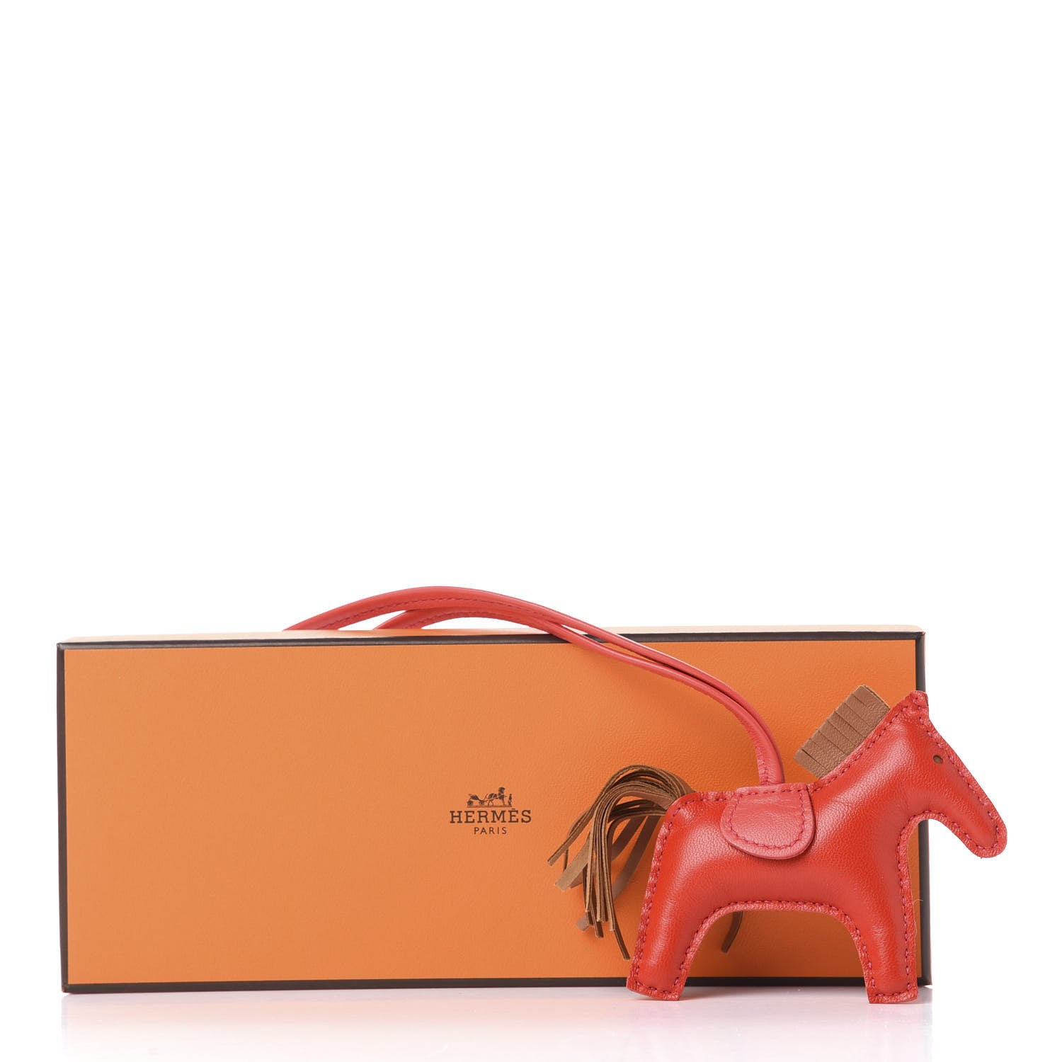Hermes Milo Lambskin Grigri Rodeo Horse Bag Charm PM Rouge Indien Gold Bougainvillea 4 of 4
