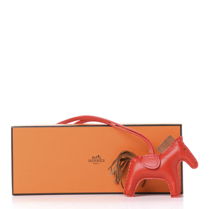 Hermes Milo Lambskin Grigri Rodeo Horse Bag Charm PM Rouge Indien Gold Bougainvillea 4 of 4