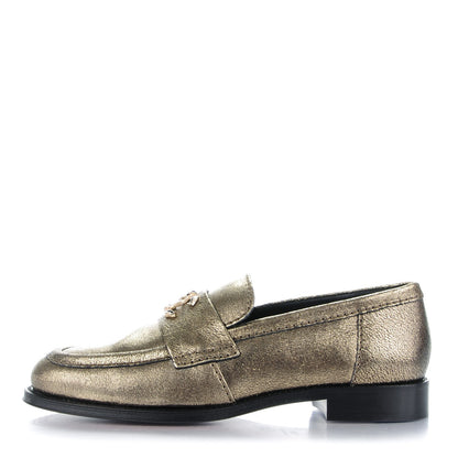 Chanel Metallic Calfskin Fantasy Loafers 35 Gold 1 of 9