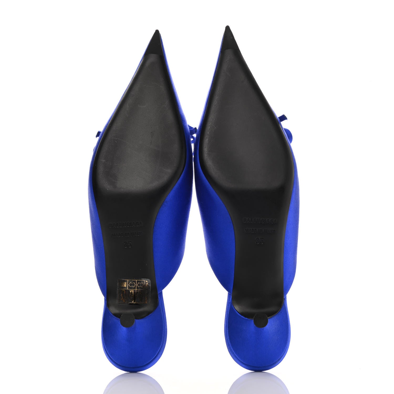 Balenciaga Satin Pointed Toe Knife 40mm Mules 35 Blue 5 of 8
