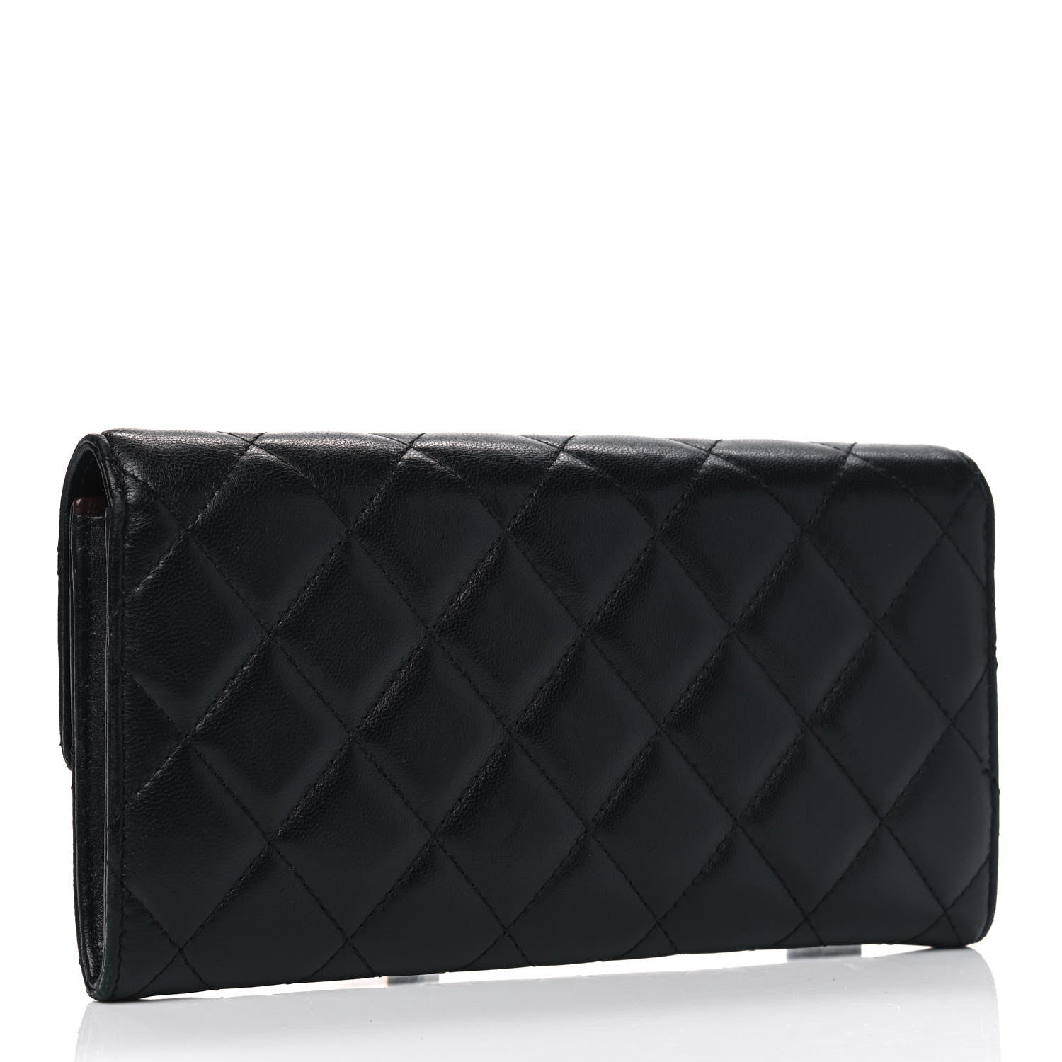 Chanel Lambskin Quilted Large Gusset Flap Wallet Black 2 of 9