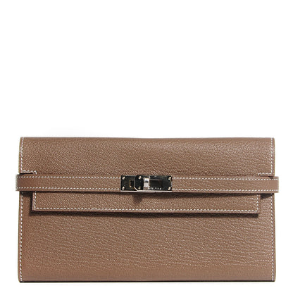 Hermes Chevre Mysore Kelly Longue Wallet Etoupe 1 of 16