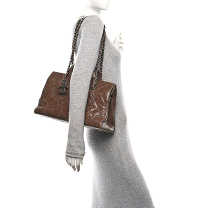 Chanel Crumpled Grained Calfskin Quilted CC Crave Tote Brown 2 of 10