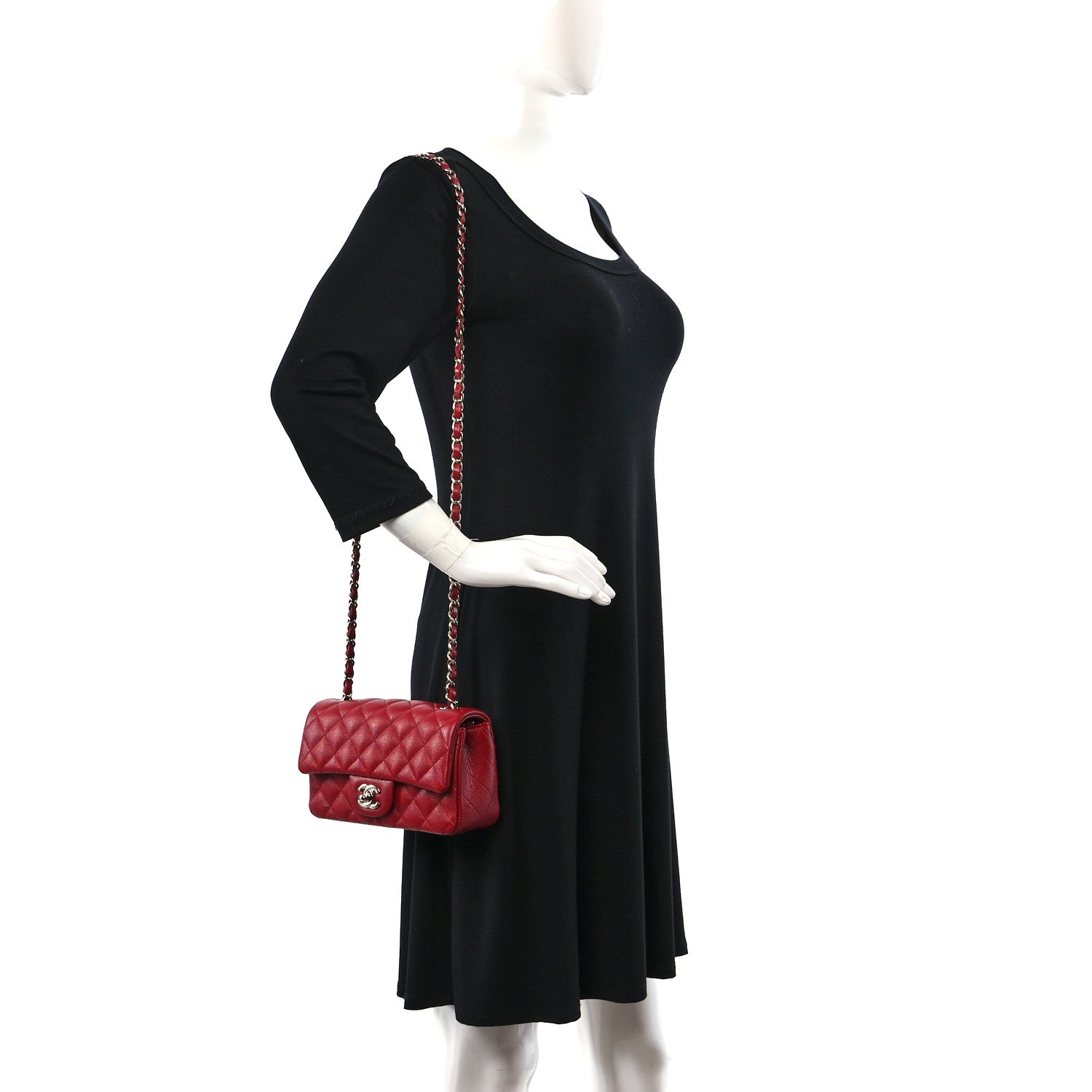 Chanel Caviar Quilted Mini Rectangular Flap Red 2 of 11