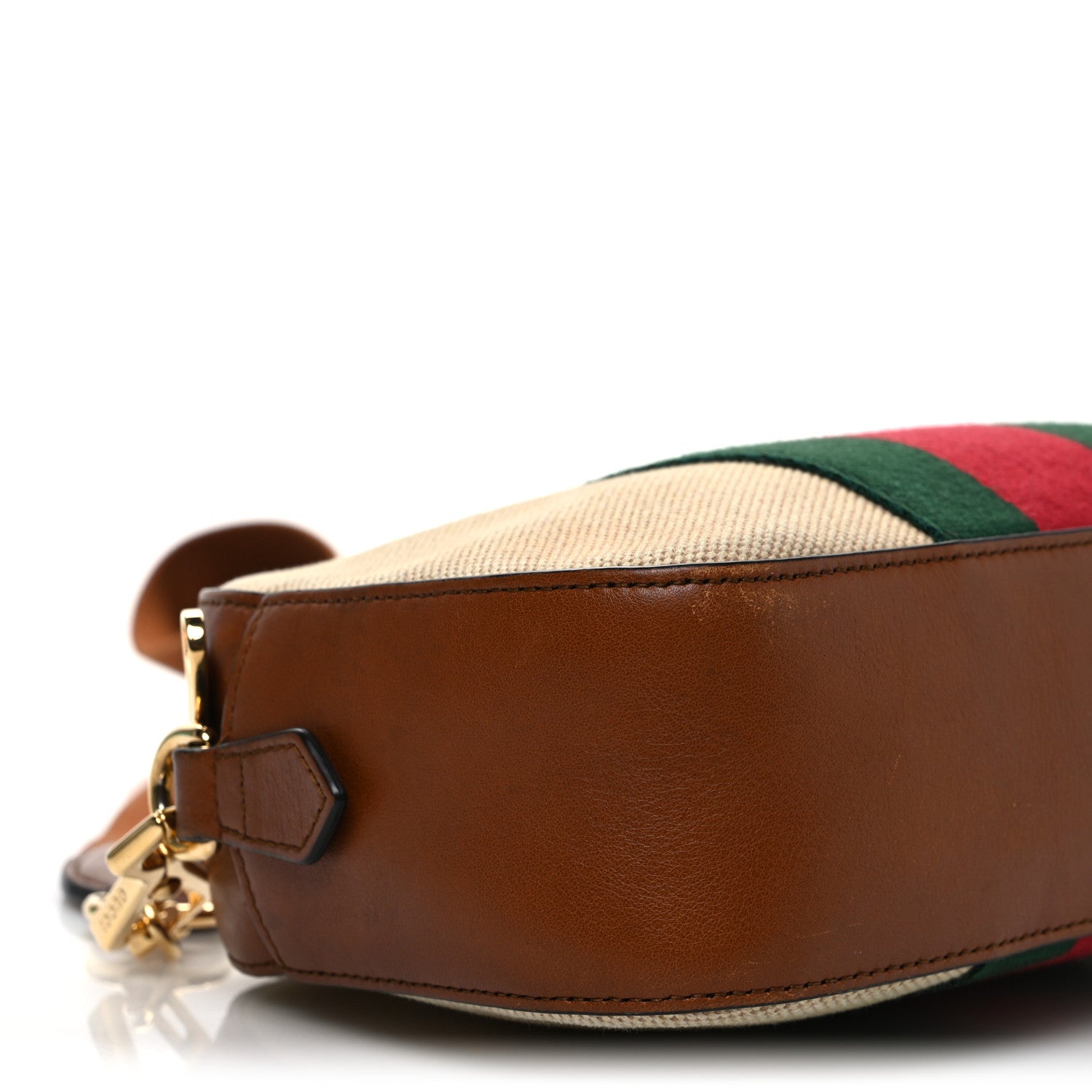 Gucci Vintage Canvas Web Shoulder Bag Sand Cuir 9 of 13