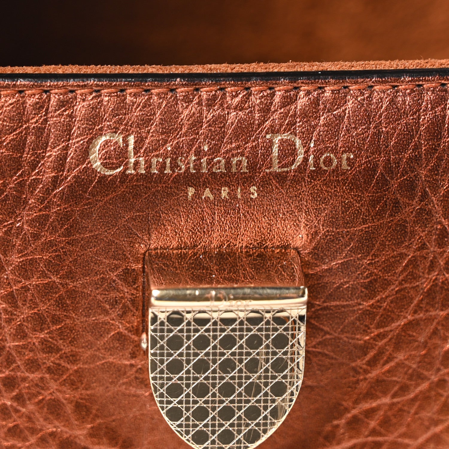 Christian Dior Metallic Grained Calfskin Mini Diorever Flap Orange 6 of 9