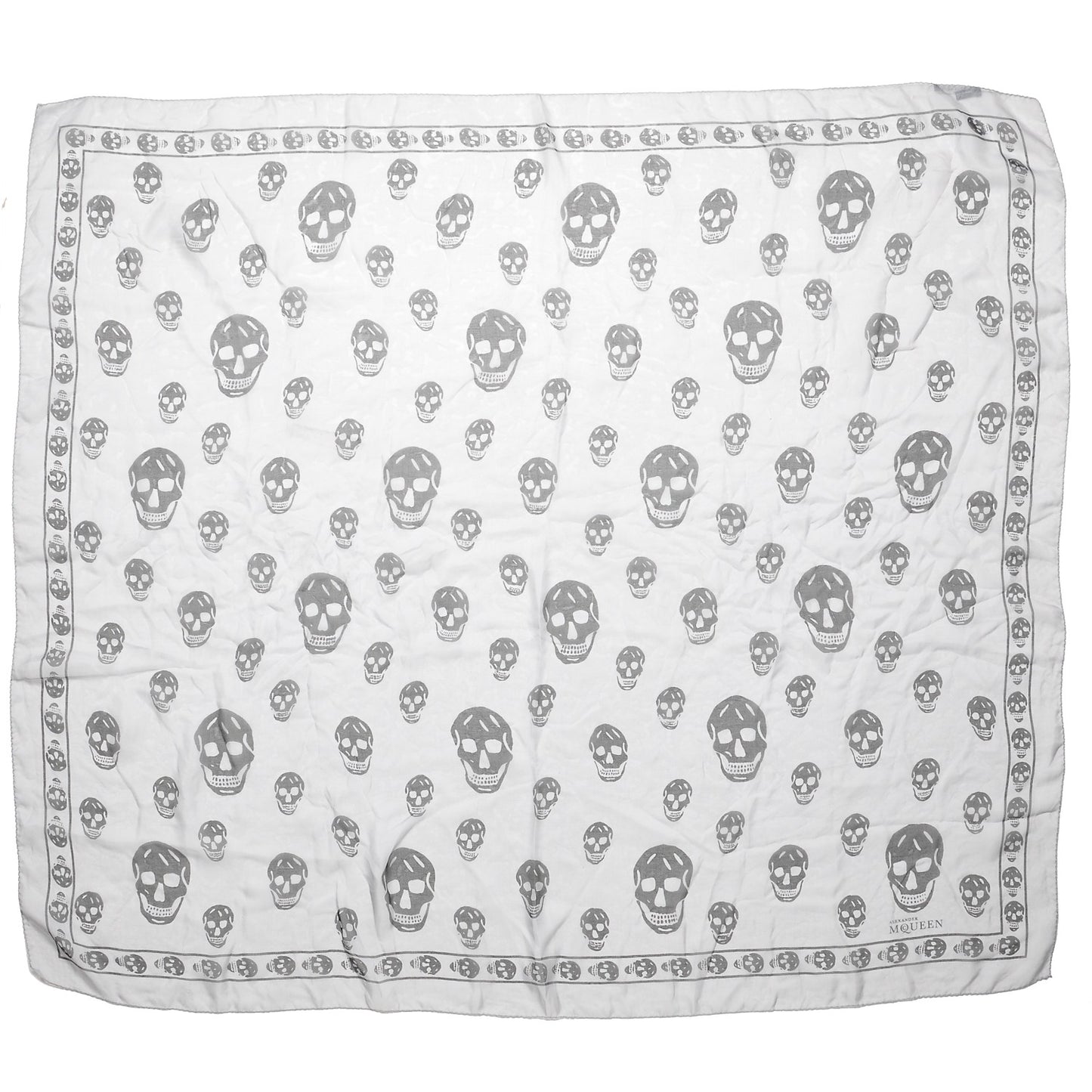 Silk Chiffon Skull Scarf Black Grey