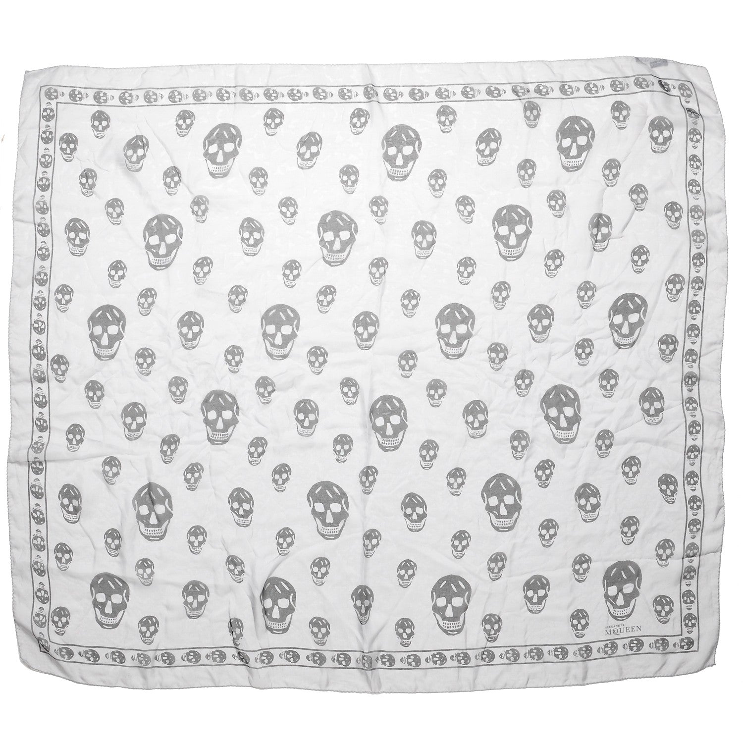 Alexander McQueen Silk Chiffon Skull Scarf Black Grey 1 of 5