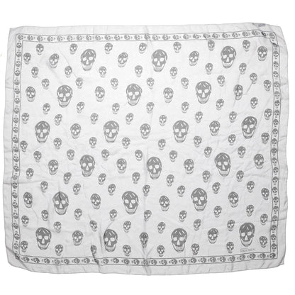 Alexander McQueen Silk Chiffon Skull Scarf Black Grey 1 of 5