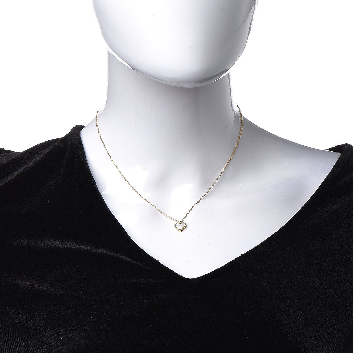 18K Yellow Gold Mother of Pearl Sweet Alhambra Heart Pendant Necklace