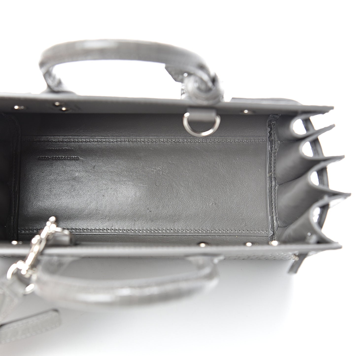 Calfskin Crocodile Embossed Nano Sac De Jour Fog