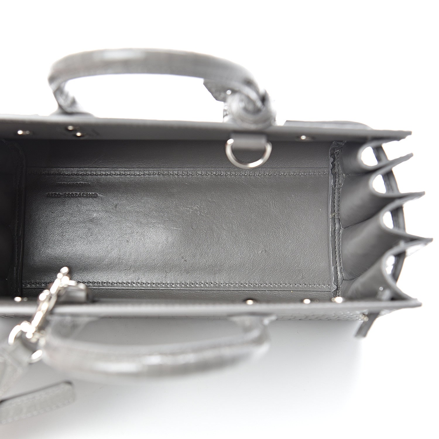 Saint Laurent Calfskin Crocodile Embossed Nano Sac De Jour Fog 4 of 11