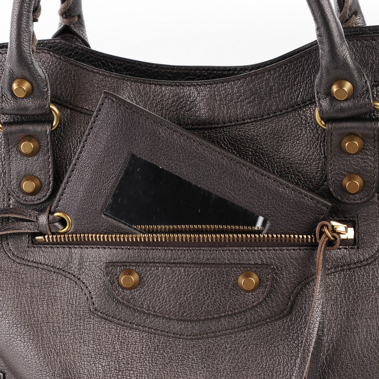 Balenciaga Pearlescent Goatskin Classic Gold Hardware City Bronze 4 of 15