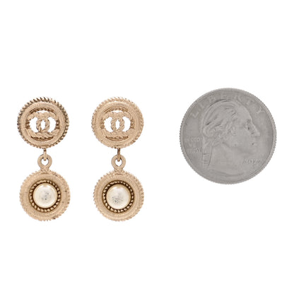 Chanel Pearl CC Dangle Earrings Gold 2 of 5