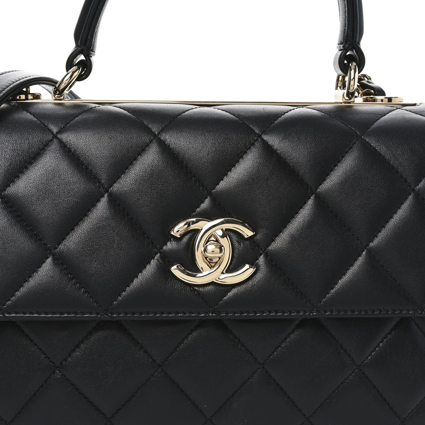 Lambskin Quilted Mini Trendy CC Dual Handle Flap Bag Black