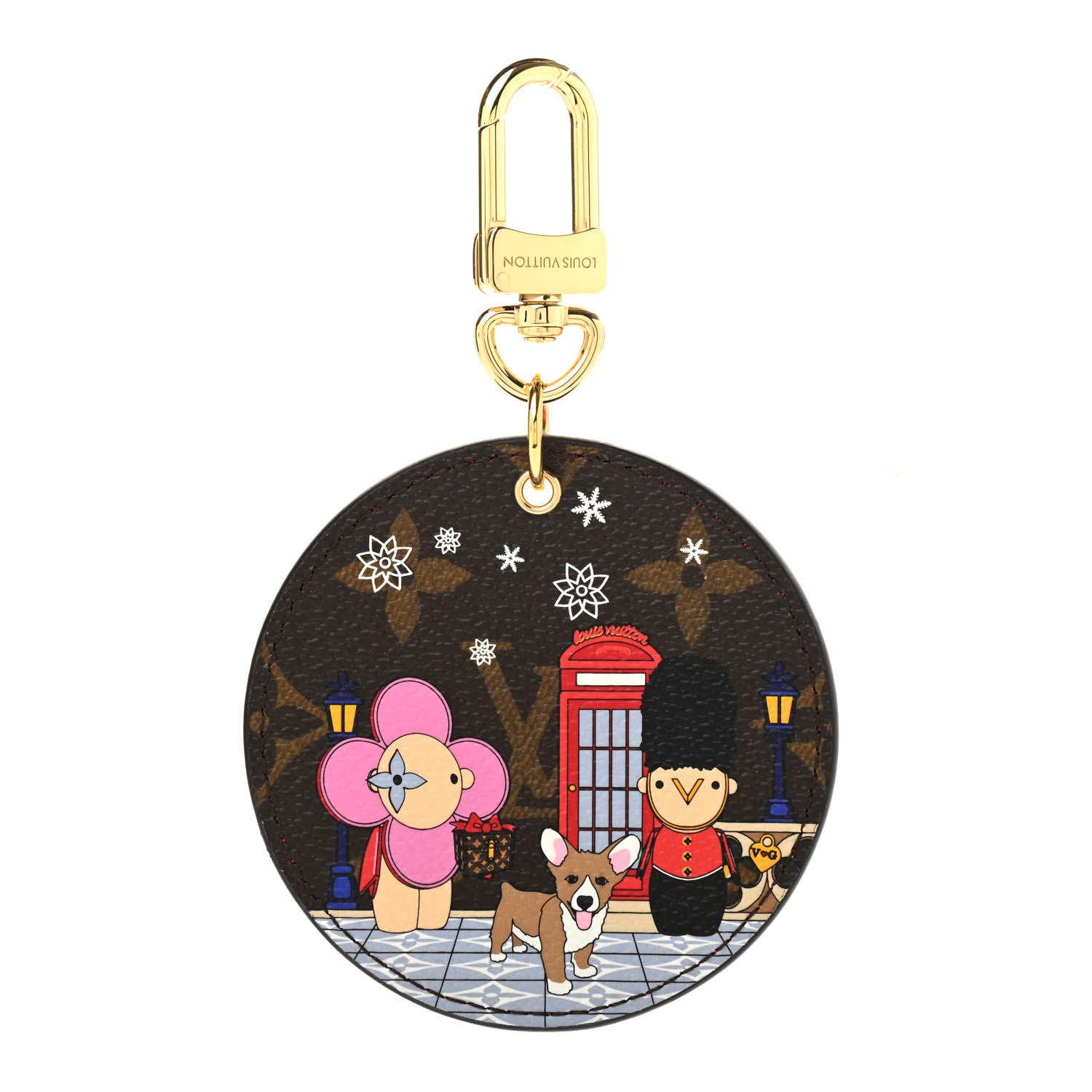 Louis Vuitton Monogram 2021 Christmas Animation London Bag Charm Key Ring Red 1 of 4