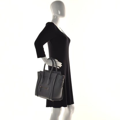 Celine Baby Drummed Calfskin Micro Luggage Kohl 2 of 19