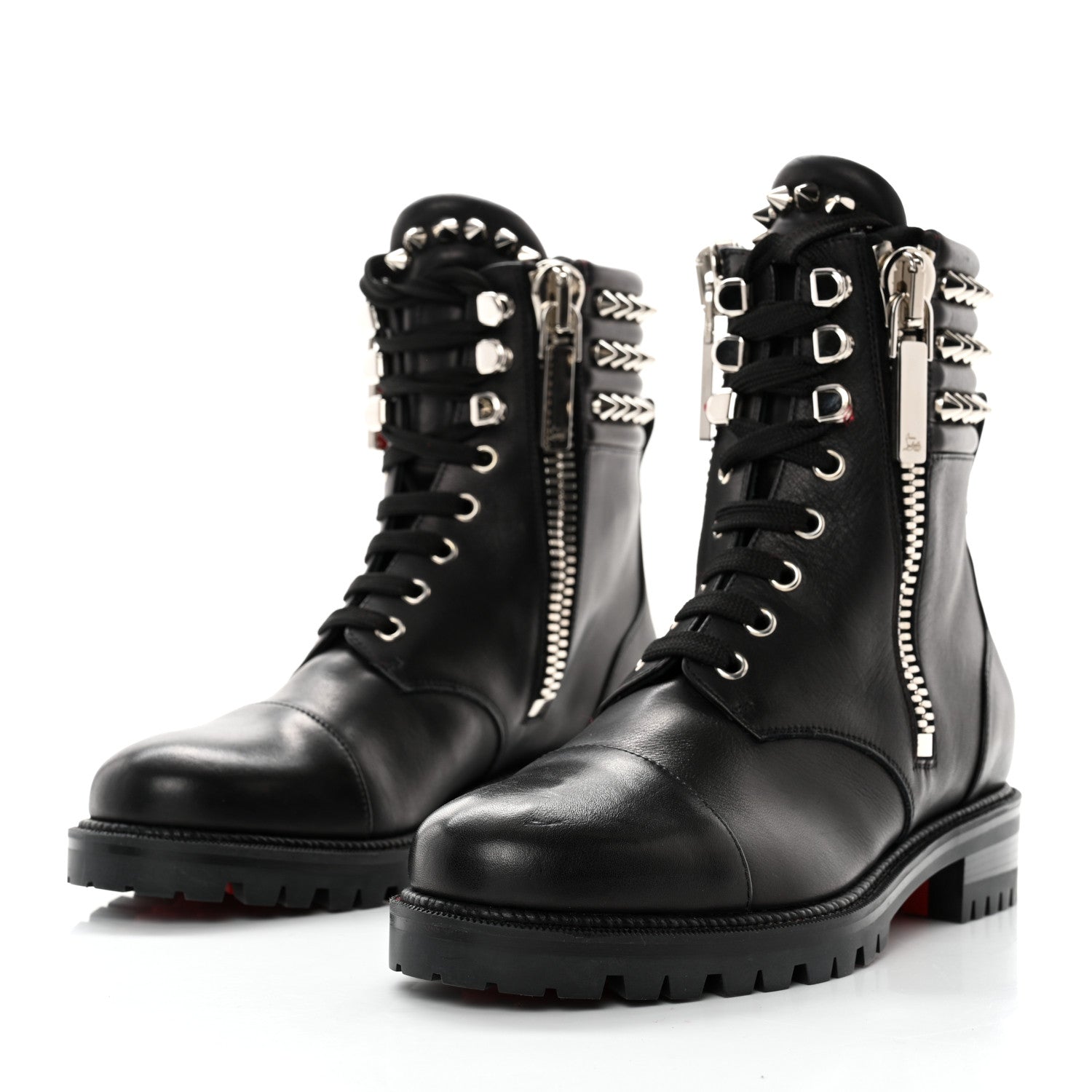 Christian Louboutin Spikes Combat Boots 38 Black 3 of 10