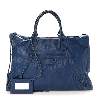 Balenciaga Agneau Classic Hardware Weekender Bleu Cobalt Bleu Electric 2 of 10