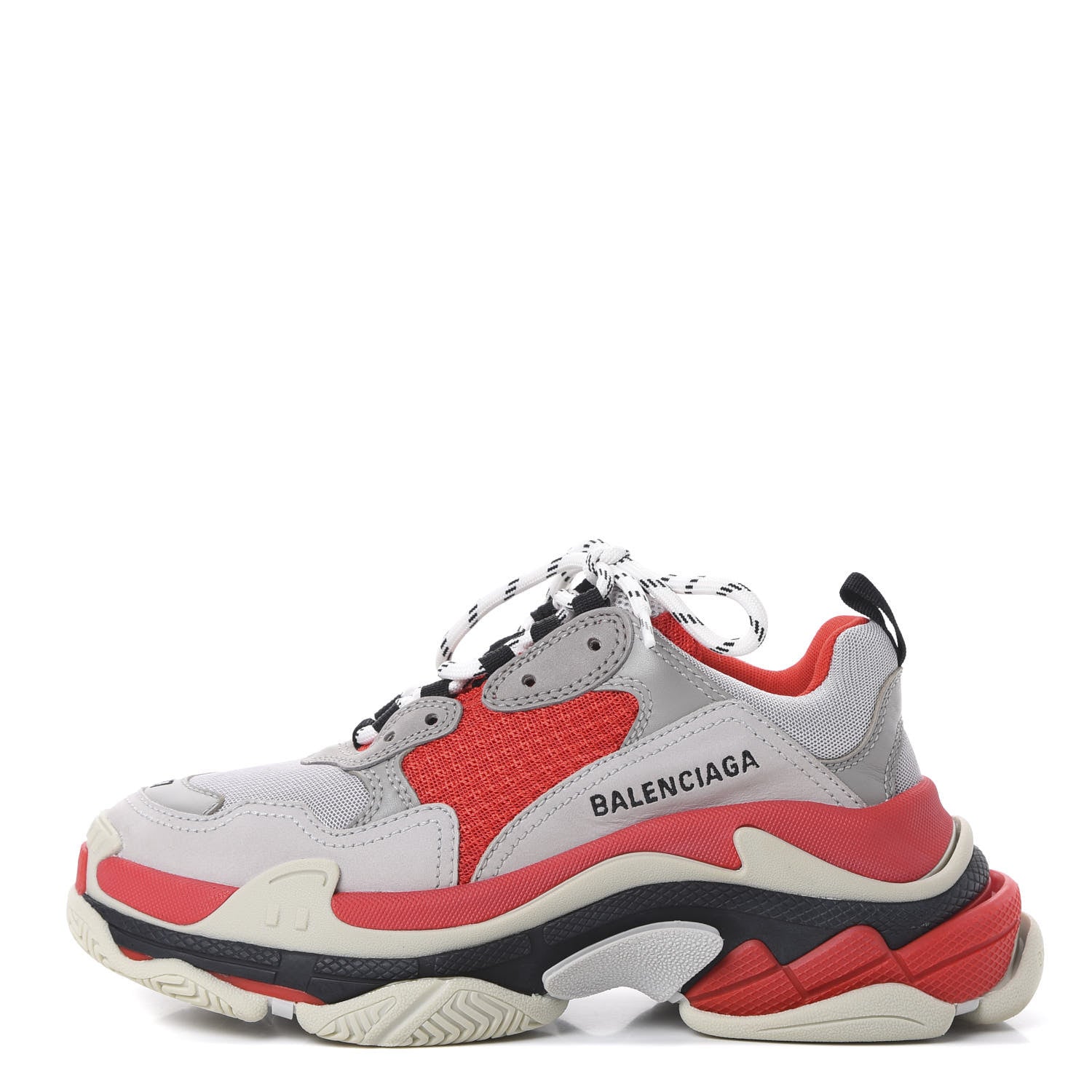 Balenciaga Fabric Mesh Womens Triple S Sneakers 37 Red Grey White 1 of 9