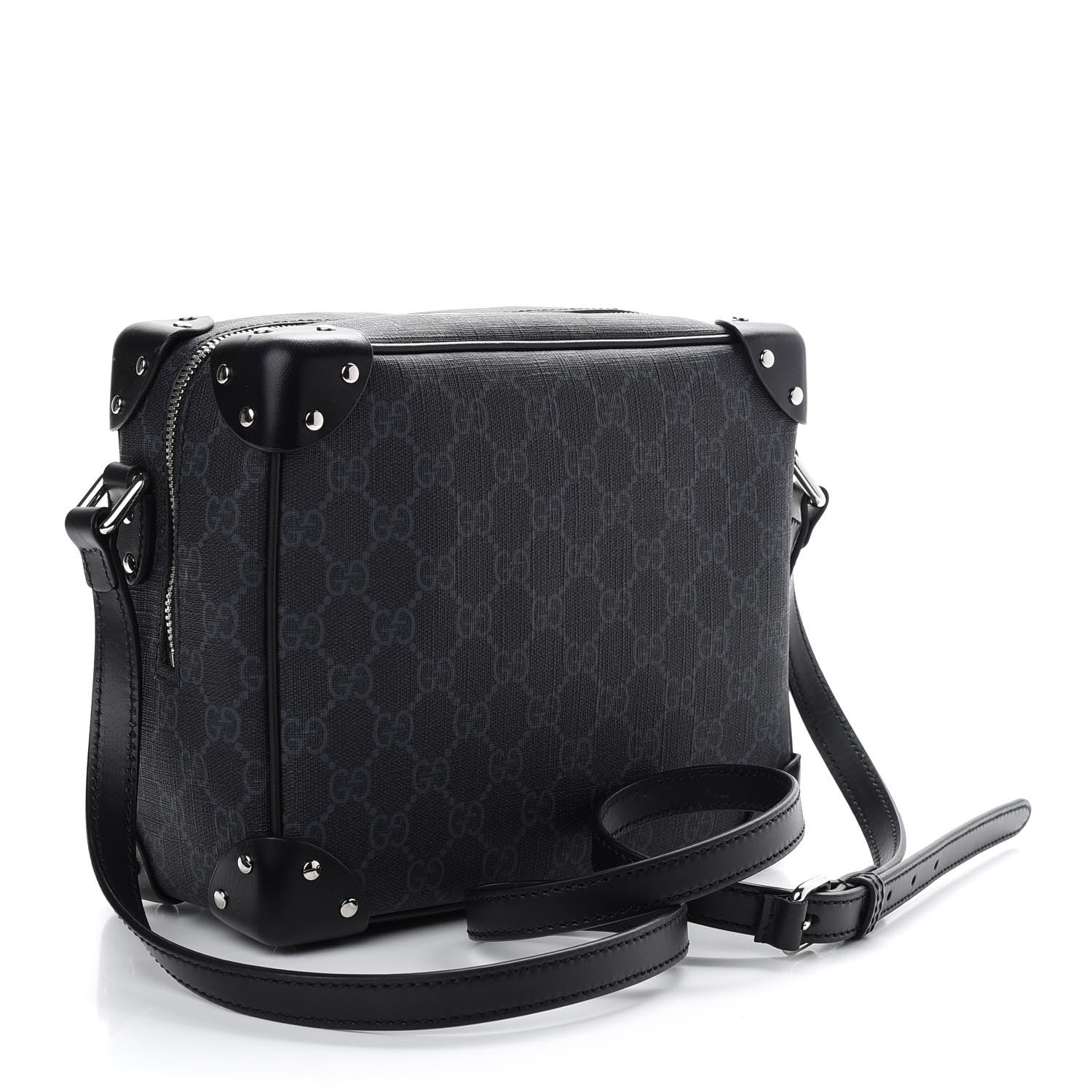 Gucci GG Supreme Monogram Selleria Calfskin Square Messenger Bag Black 3 of 9