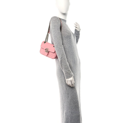 Gucci Calfskin Matelasse Mini GG Marmont Shoulder Bag Wild Rose 2 of 12