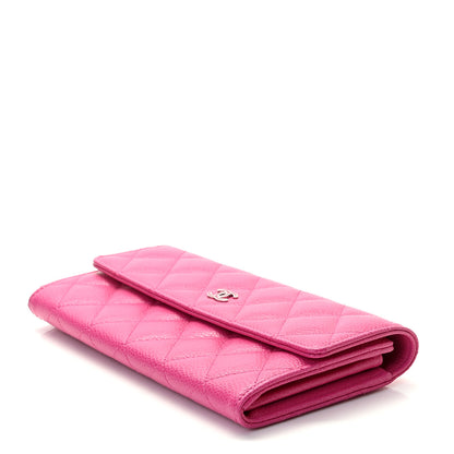 Chanel Caviar Quilted Large Gusset Flap Wallet Pink 5 of 8