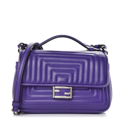Fendi Shiny Nappa Trapuntata Micro Double Baguette Purple 1 of 7