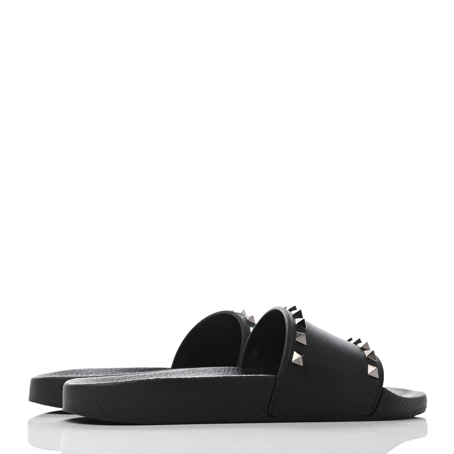 Valentino Garavani Rubber Rockstud Slide Sandals 38 Black 3 of 4