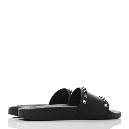 Valentino Garavani Rubber Rockstud Slide Sandals 38 Black 3 of 4
