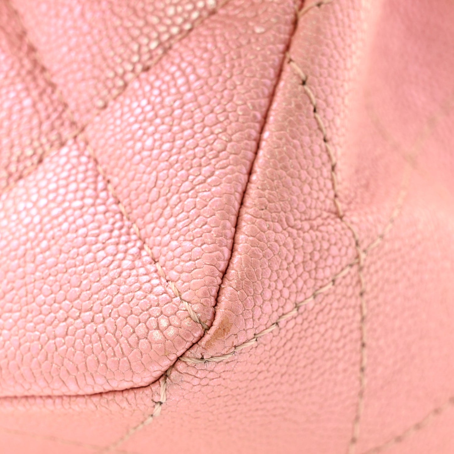 Iridescent Caviar Quilted Small Double Flap Pink