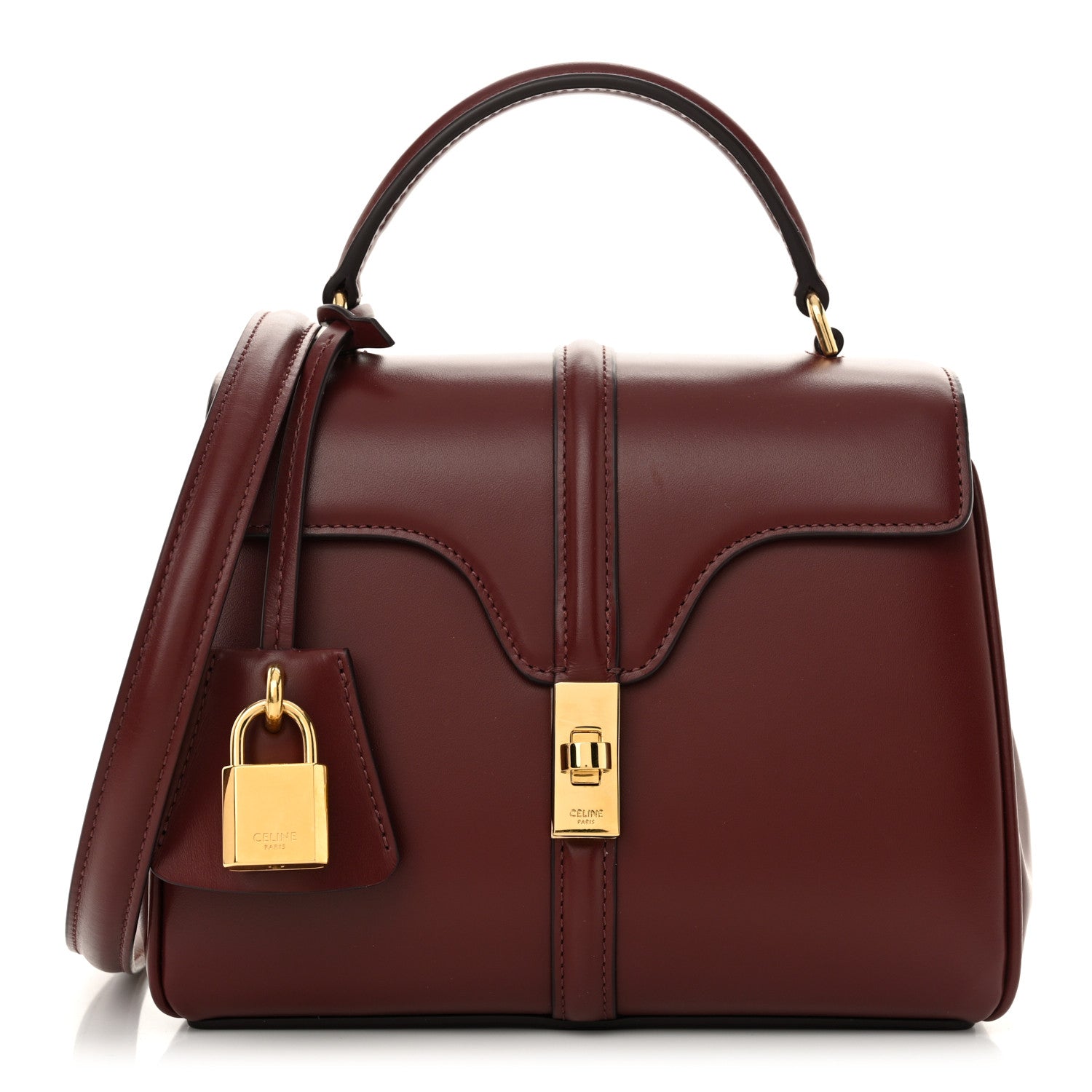Celine Satinated Calfskin Mini 16 Top Handle Bag Light Burgundy 1 of 11