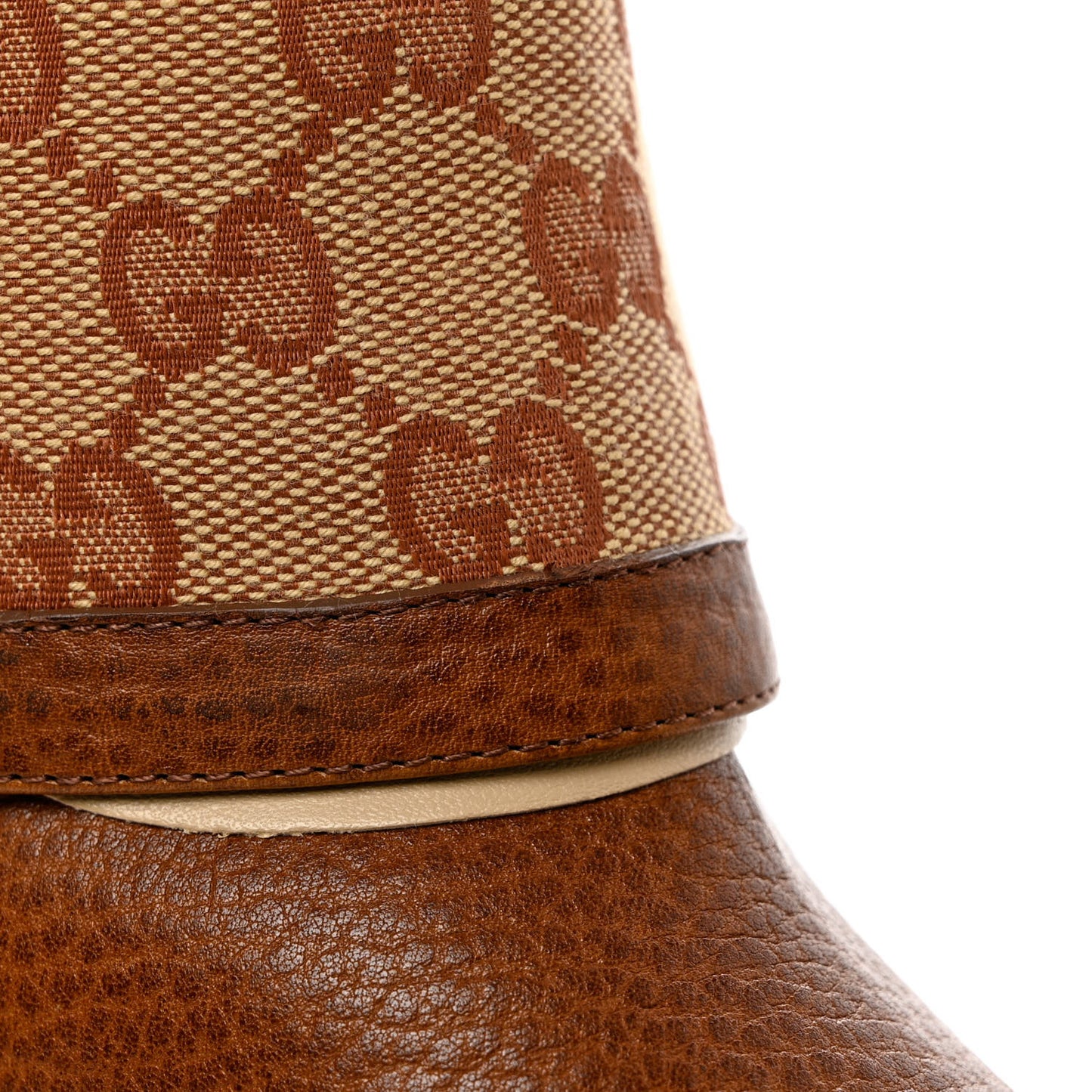 GG Monogram Calfskin Lola Tall Boots 38 Beige Ruggine Cuir