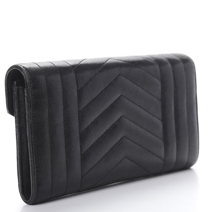Saint Laurent Lambskin Mixed Matelasse Quilted Large Monogram Envelope Wallet Black 3 of 9