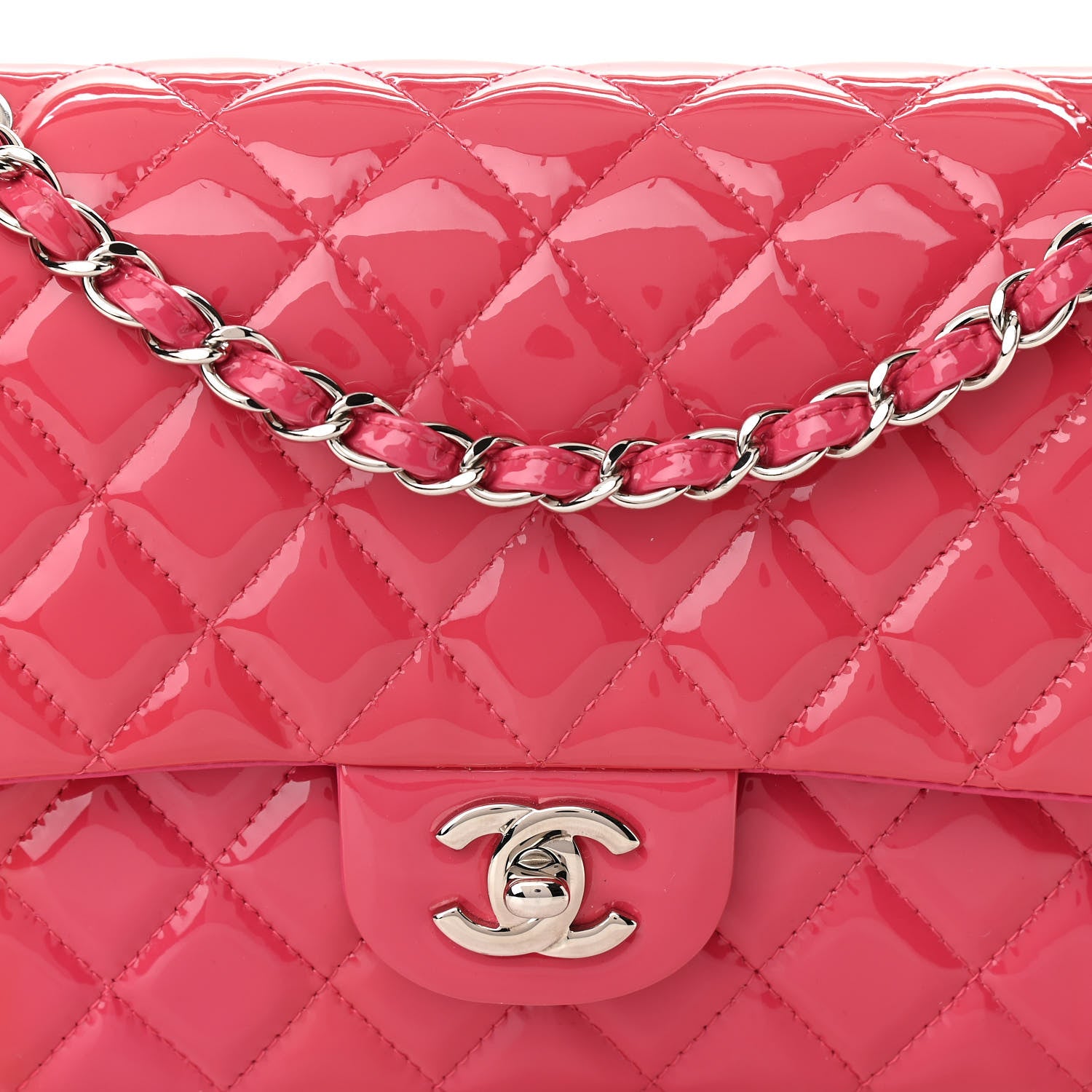 Chanel Patent Quilted Medium Double Flap Fuchsia 8 of 10