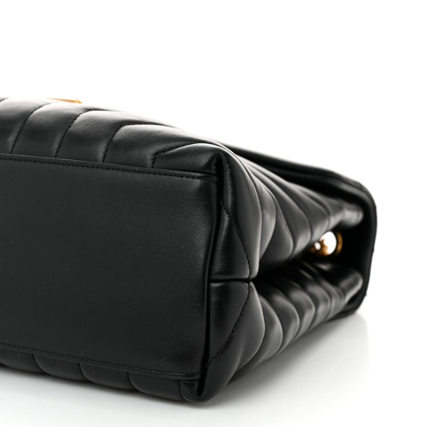 Calfskin Y Quilted Monogram Medium Loulou Chain Satchel Black