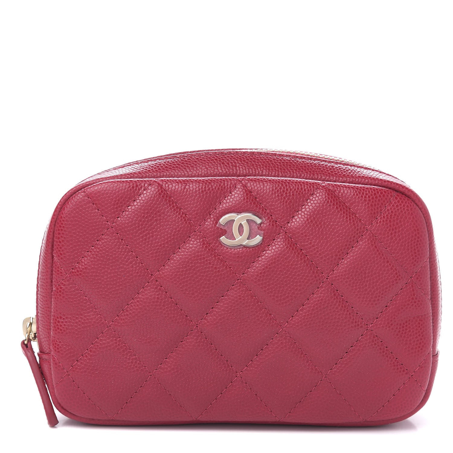 Chanel Lambskin Quilted Small Curvy Pouch Cosmetic Case Red 1 of 8
